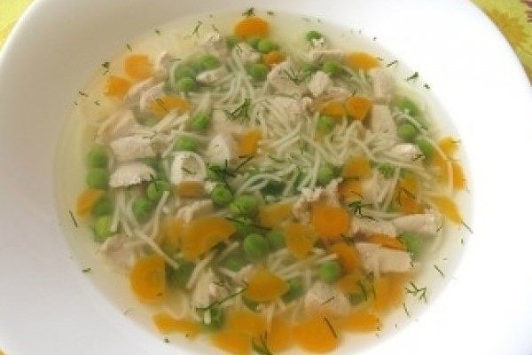 Диетический суп из курицы и вермишели