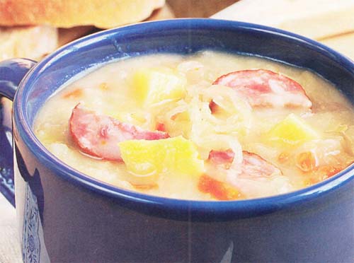 Польский суп с колбасой с фото
