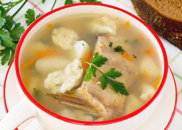 Суп из клецек и рыбы