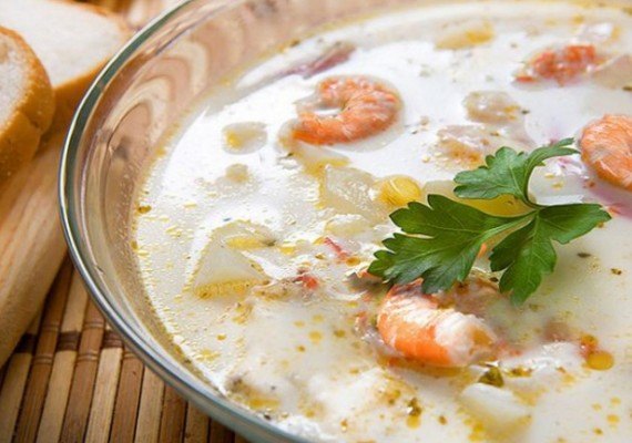 Крем суп из морепродуктов со сливками