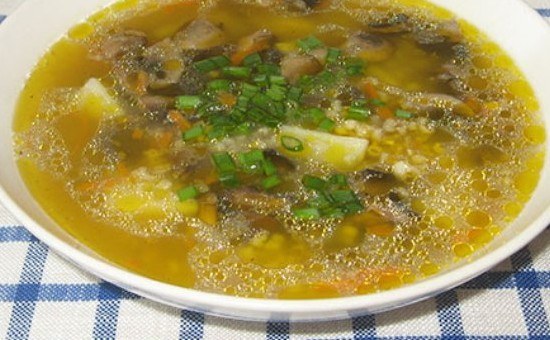 Суп из сушеных грибов с ячневой крупой