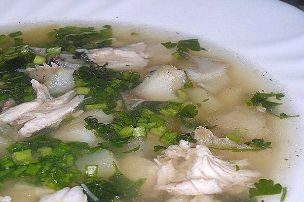 Суп с курицей и рыбой