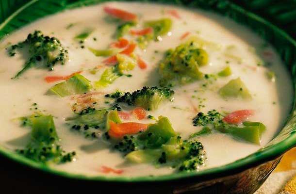Рецепт сырного суп с грибами и брокколи