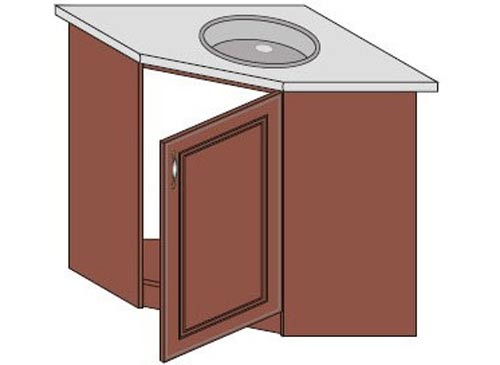 Решение для маленьких кухонь - угловые тумбы для мойки с фото