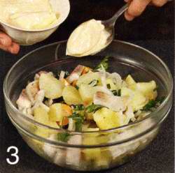 Рыбный салат с маринованными патиссонами